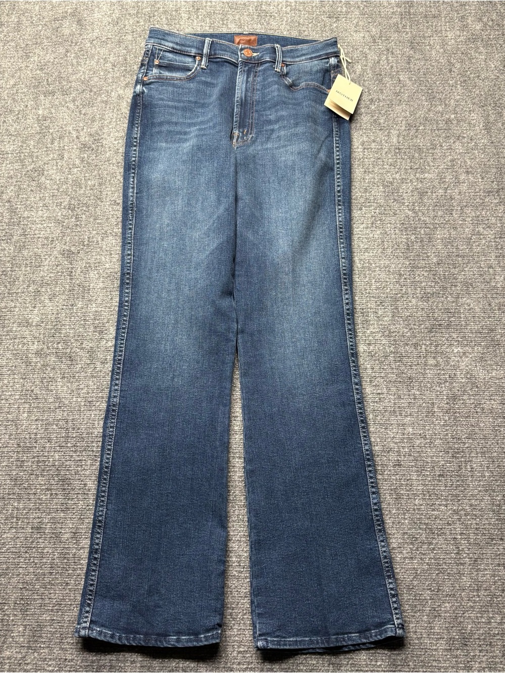 MOTHER Jeans Womens 28 Mid Rise Smokin Double Flood in Start Your Engines NEW